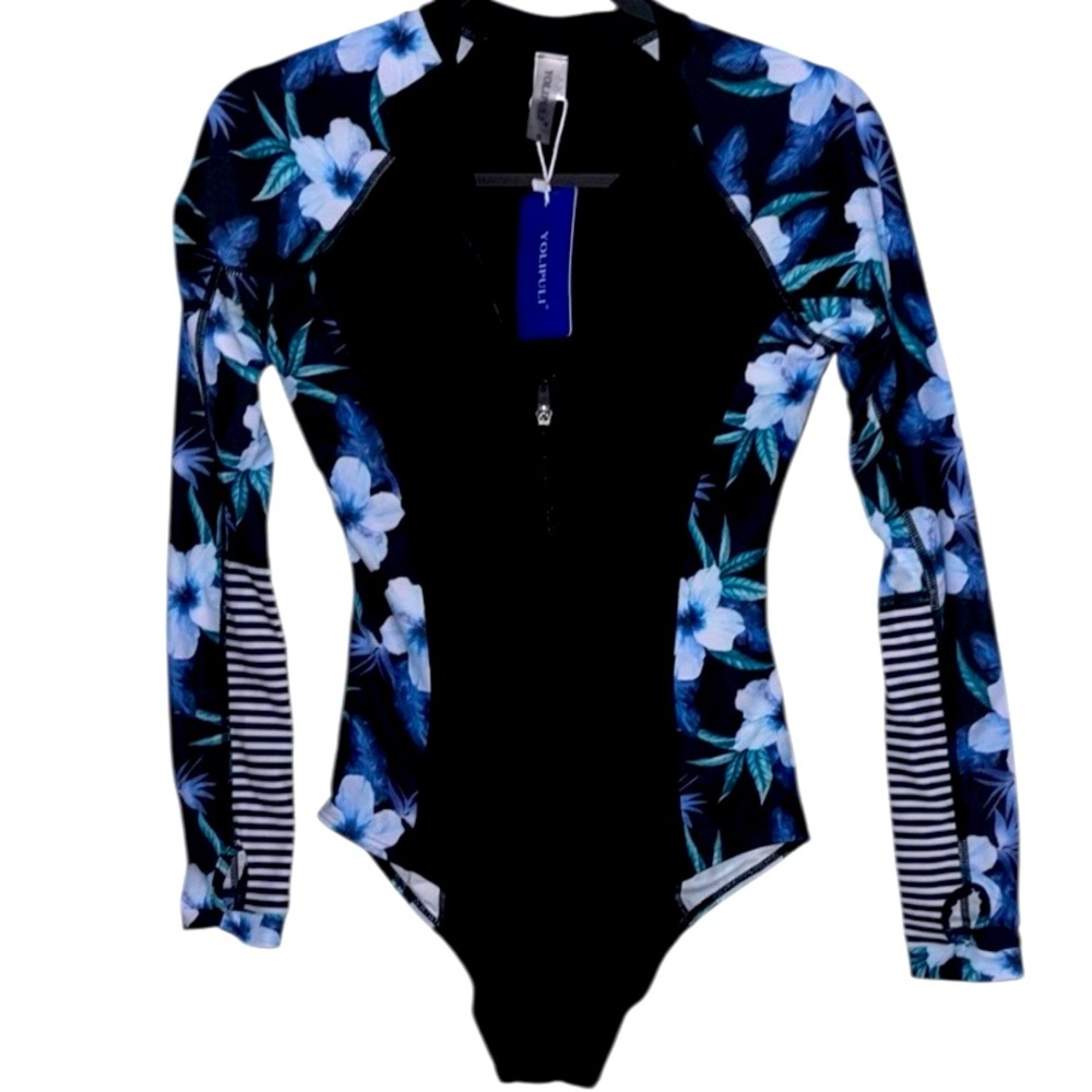 YOLIPULI One Piece Floral Swimsuit w/Long Sleeves&Thumbnail insert,P:16”, L:30” - Picture 10 of 10